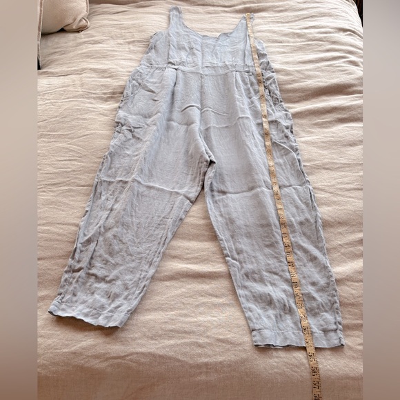 Black Crane Linen Jumpsuit/Overalls - Picture 6 of 13